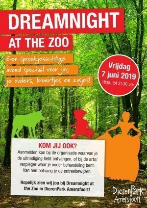 Flyer van Dreamnight at the Zoo. Kom jij ook?